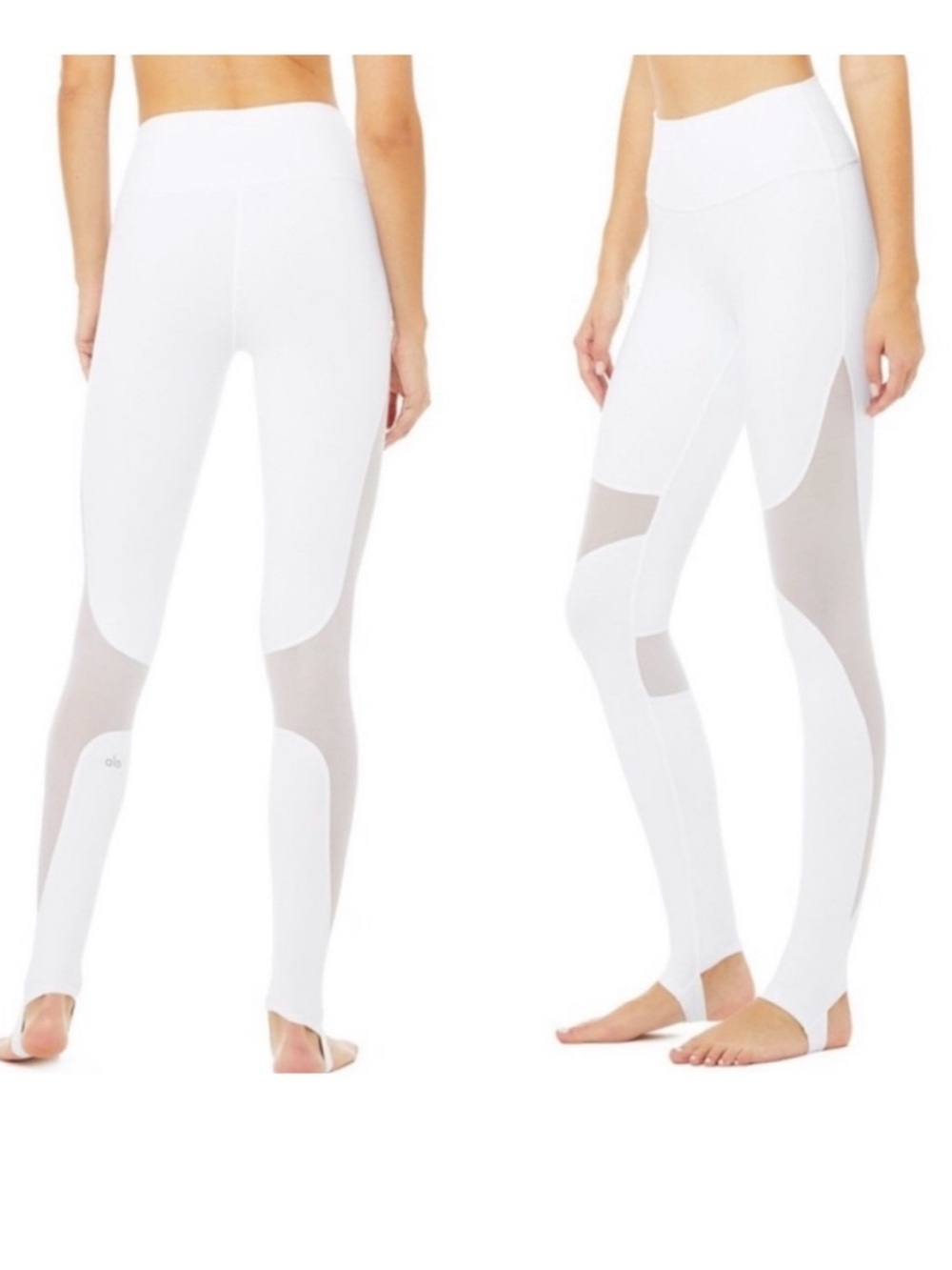 ALO Yoga White Leggings with Mesh Panels